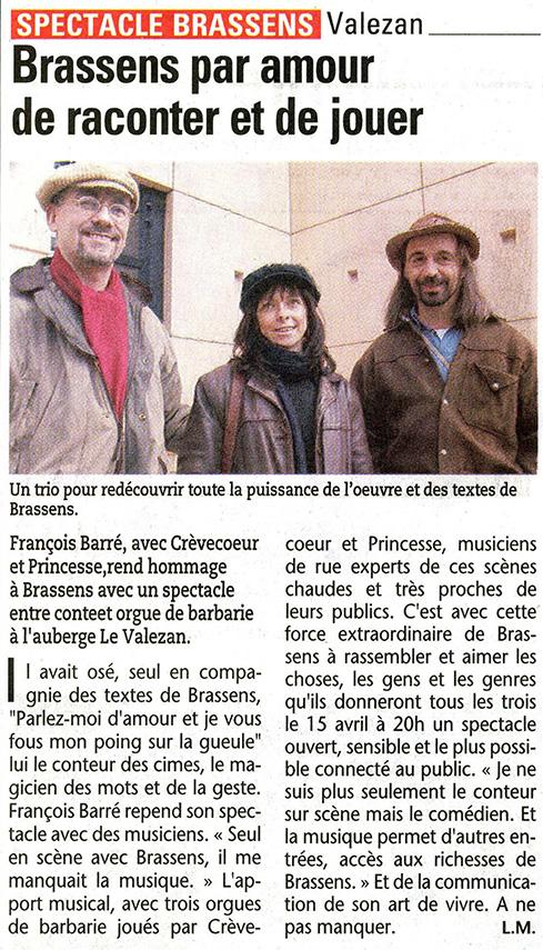 orgue de Barbarie - spectacle Brassens